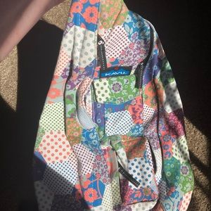 HTF Kavu Vintage Patchwork Quilt Rope Bag EUC